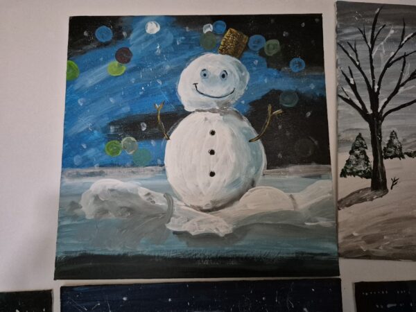 Schilderij sneeuwman